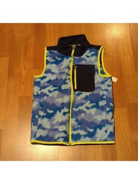 Amazon Essentials Fleece Vest Camouflage Blue Size 8 NWT